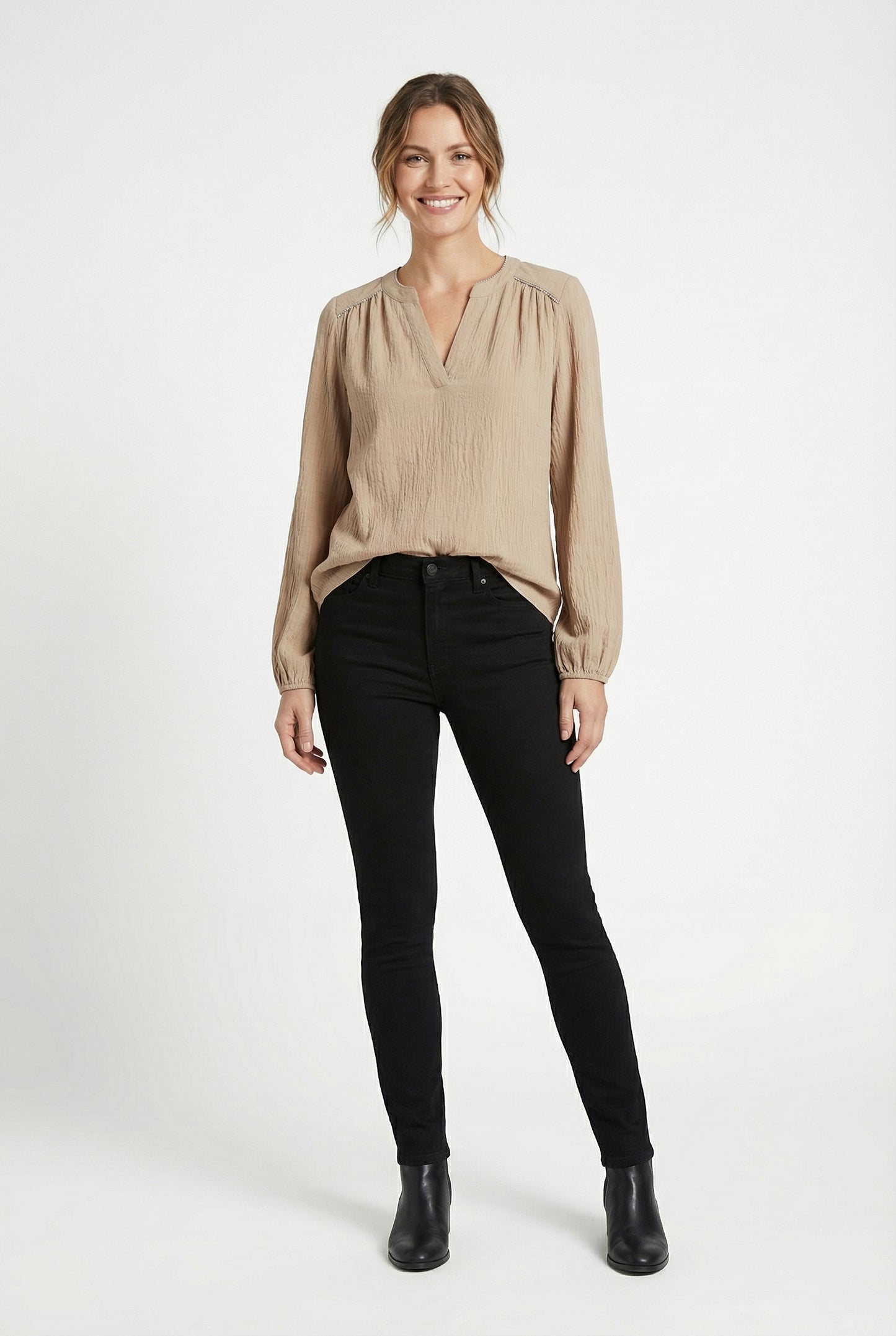 Women's Lily Star Effortless Sparkle Split Neck Blouse