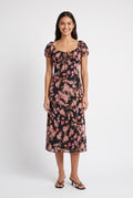 Women's As U Wish Floral Puff Sleeve Midi Dress