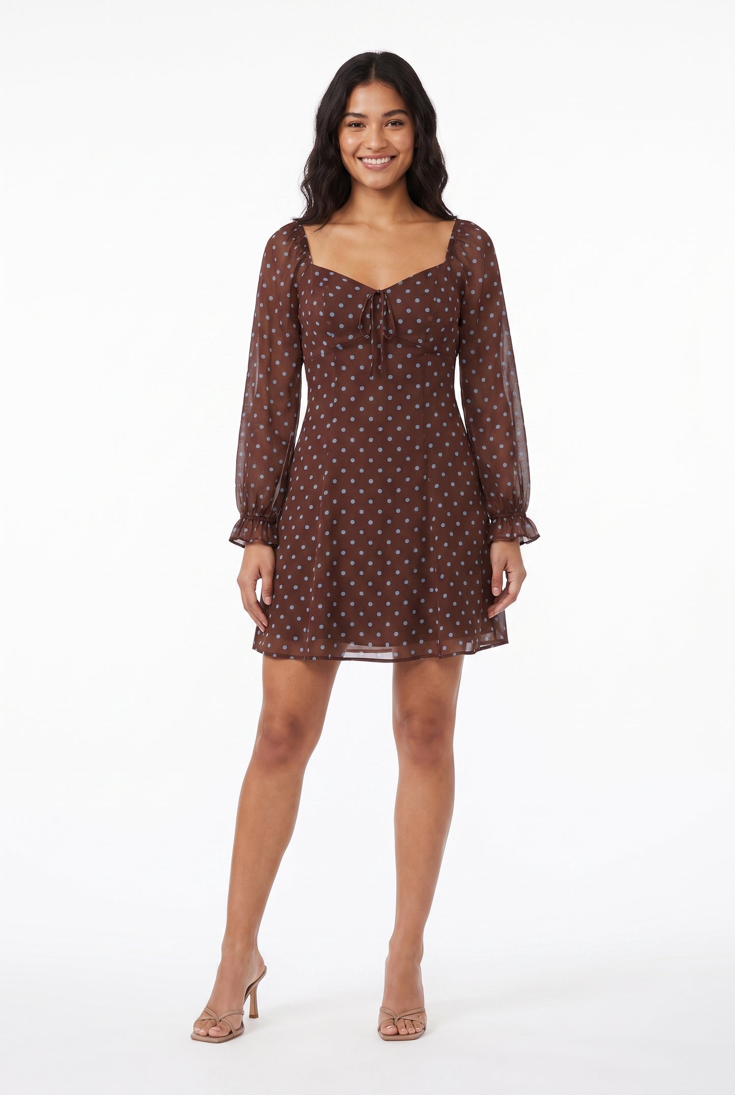 Women's As U Wish Long-Sleeve Polka Dot Mini Dress