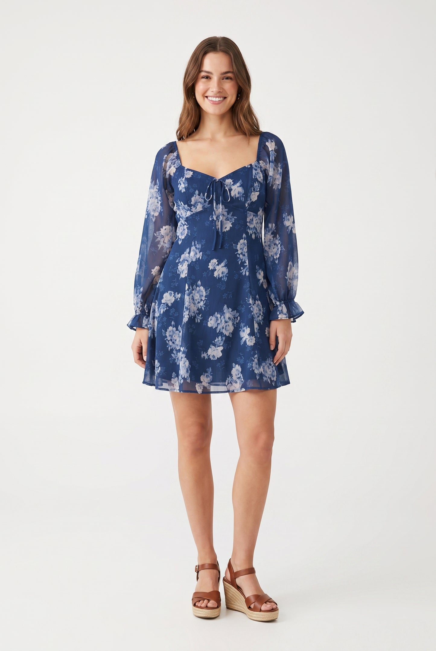 Women's As U Wish Long-Sleeve Floral Mini Dress