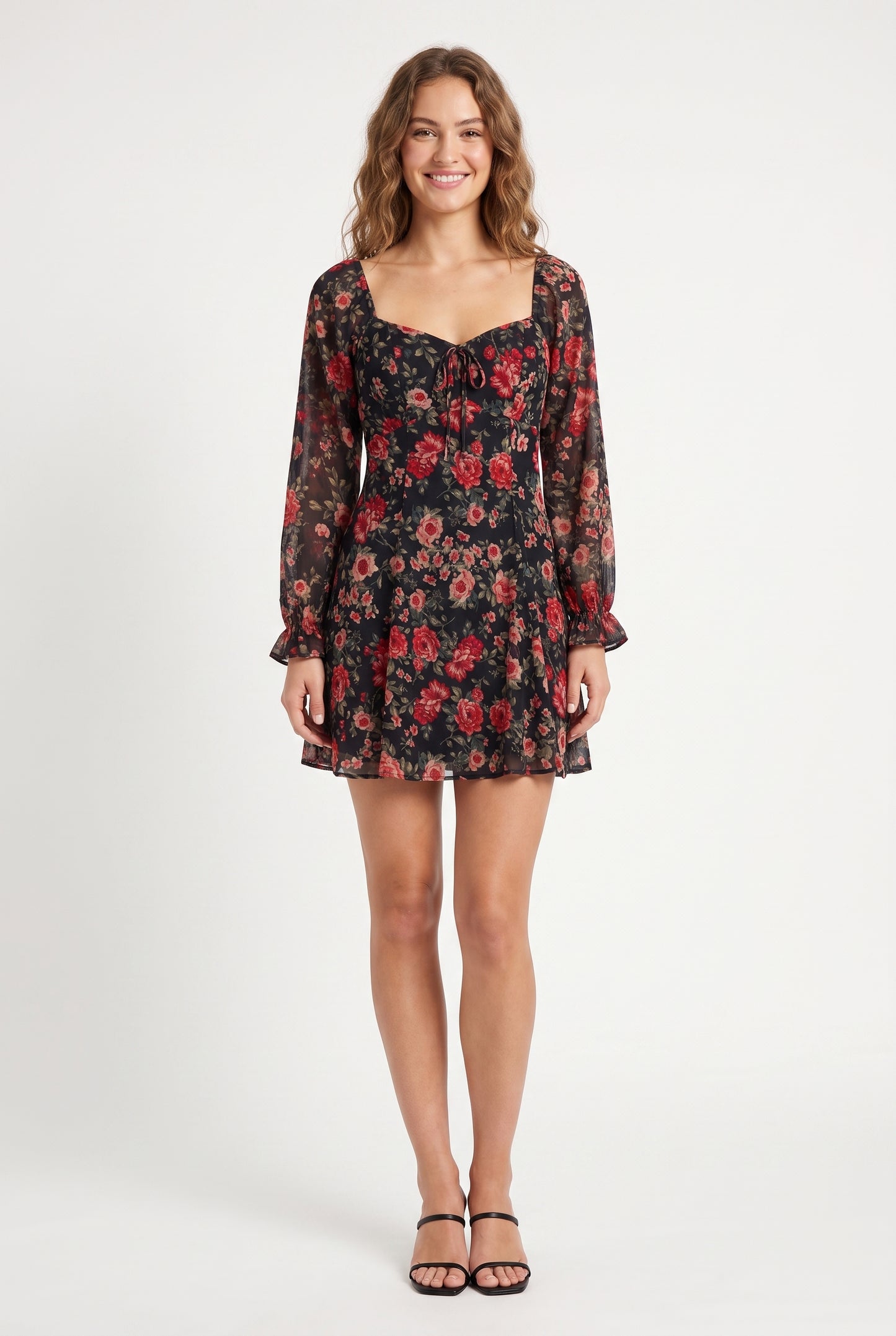 Women's As U Wish Long-Sleeve Floral Mini Dress