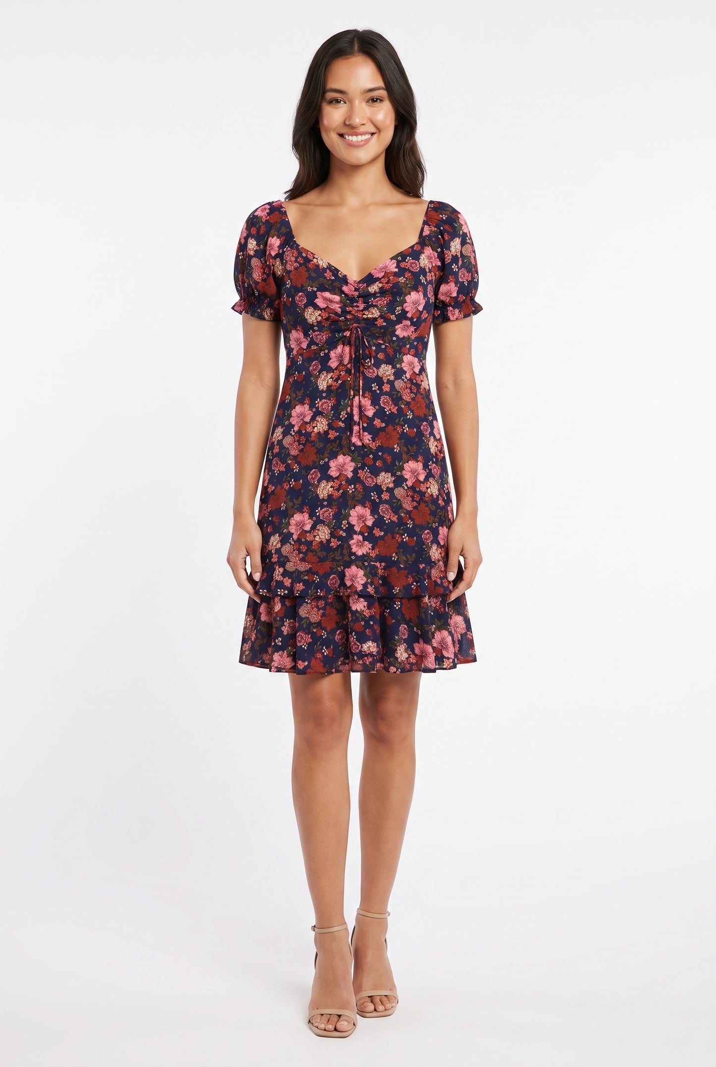Women's As U Wish Ruffle Hem Floral Mini Dress
