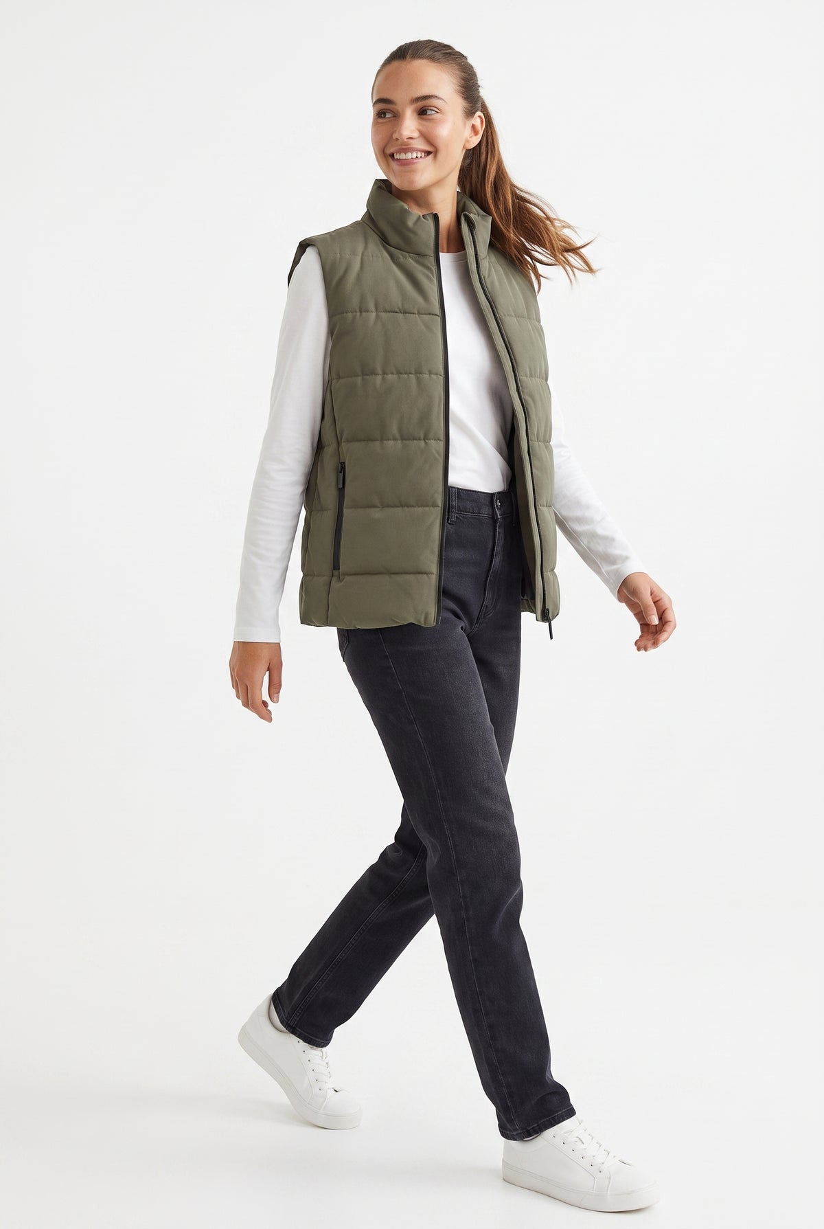 Women's Lily Star Quilted Puffer Vest with Zipper Pockets