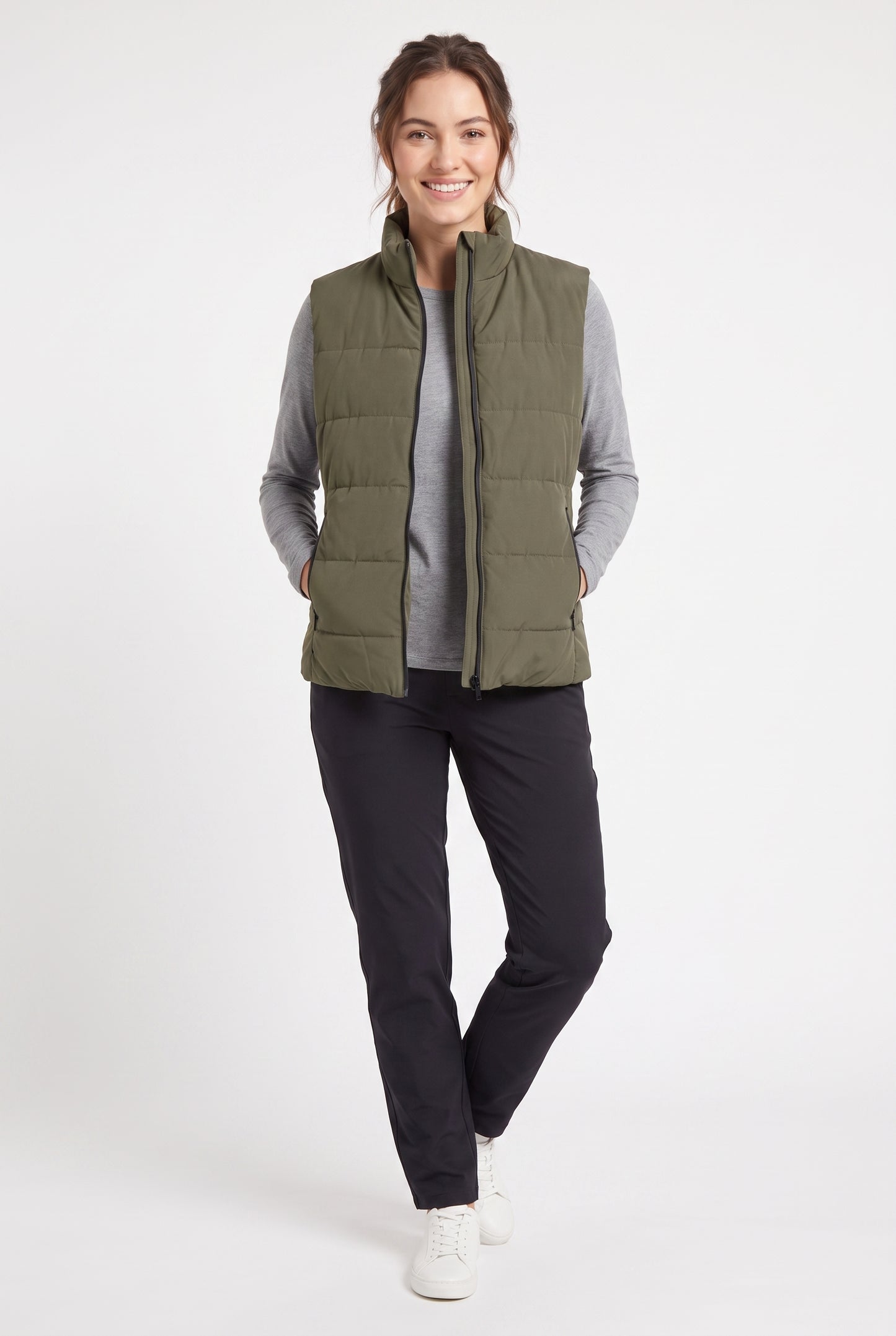 Women's Lily Star Quilted Puffer Vest with Zipper Pockets