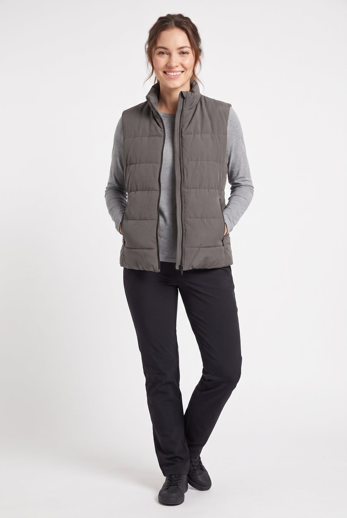 Women's Lily Star Quilted Puffer Vest with Zipper Pockets