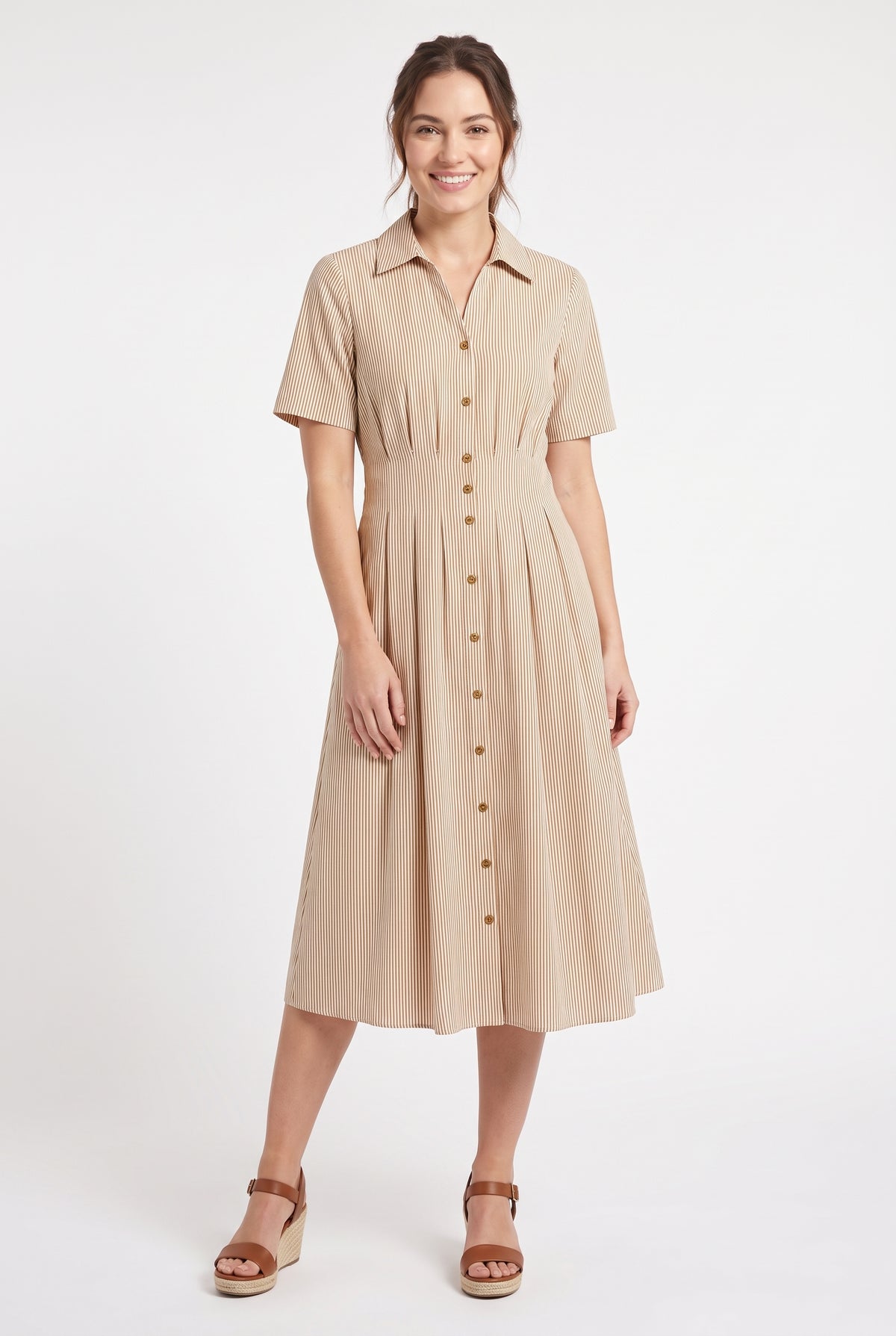 Women's Figueroa & Flower Striped Button-Down Midi Dress