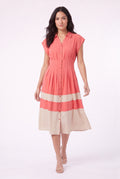 Women's Figueroa & Flower Button-Front Midi Dress with Pleated Waist