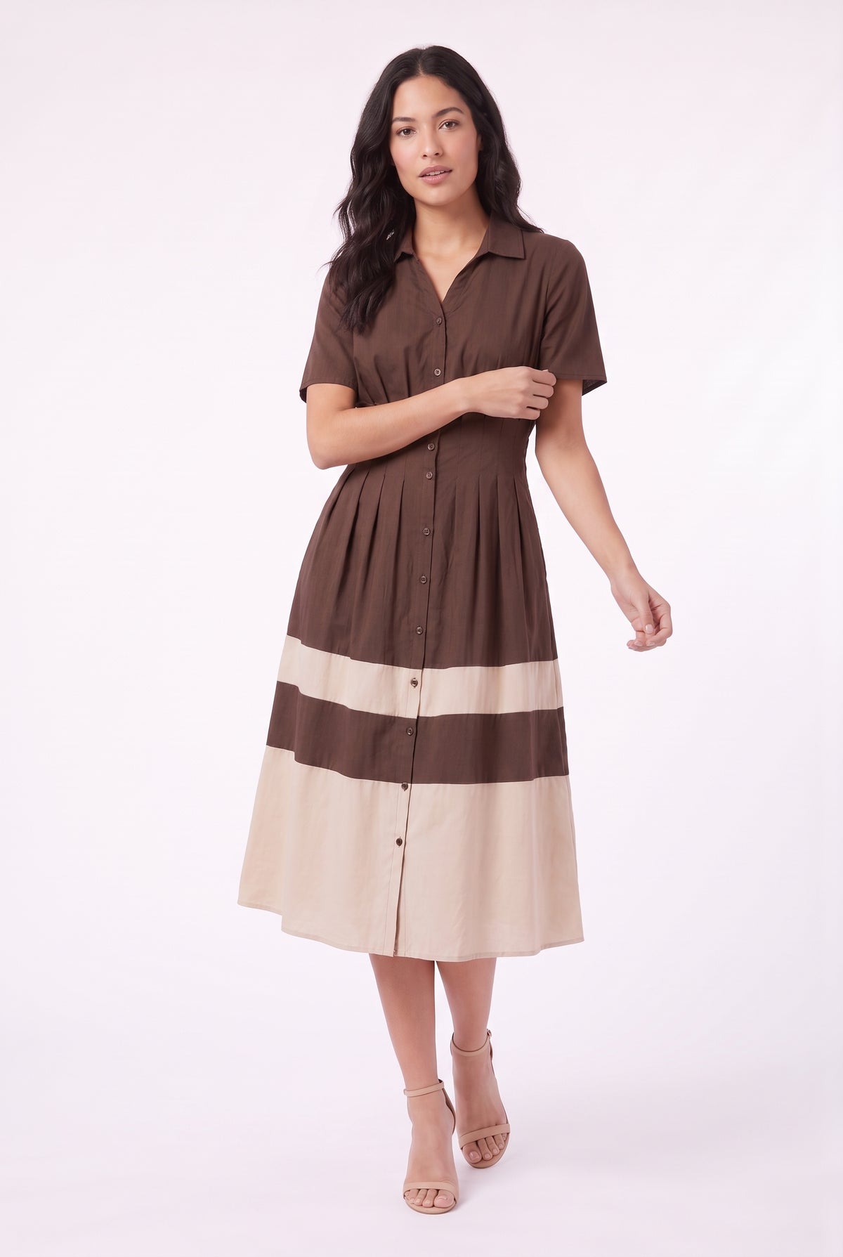 Women's Figueroa & Flower Short-Sleeve Button-Front Midi Dress