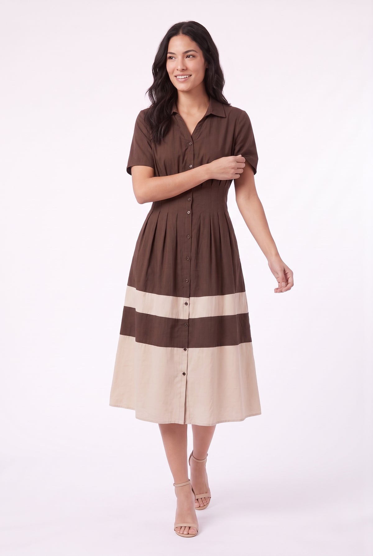 Women's Figueroa & Flower Short-Sleeve Button-Front Midi Dress
