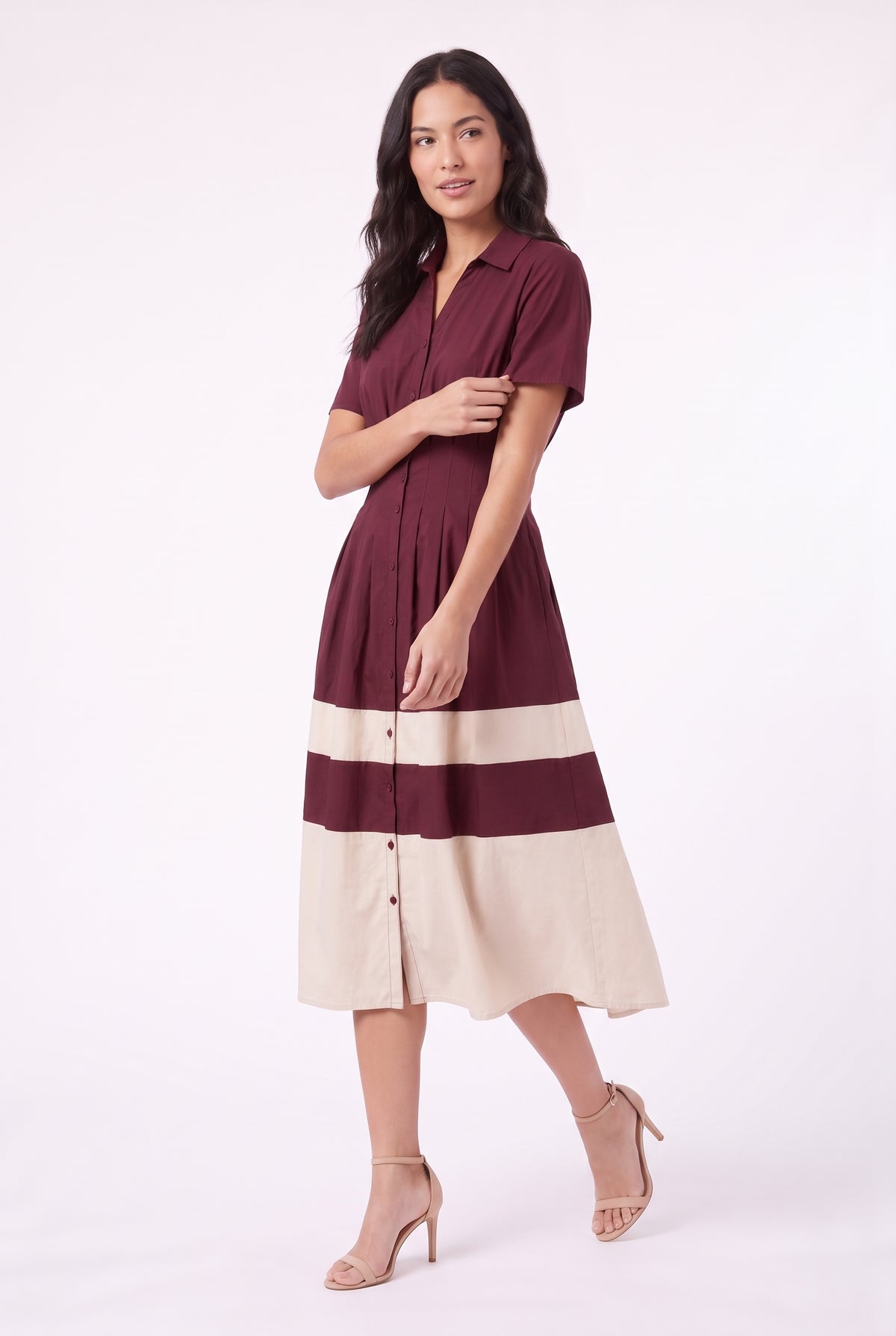 Women's Figueroa & Flower Short-Sleeve Button-Front Midi Dress