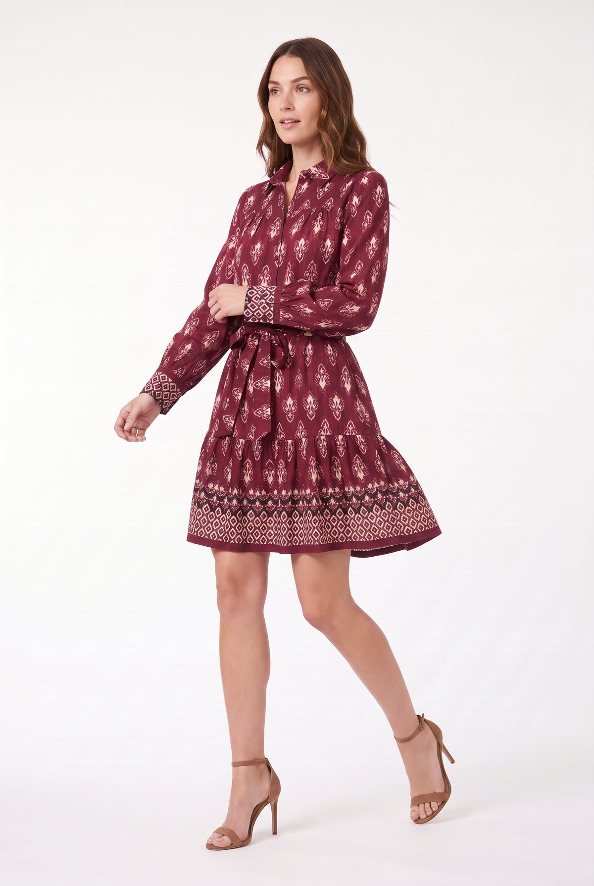 Women's Figueroa & Flower Long-Sleeve Printed Shirt Dress with Tie Waist