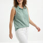 Women's Love & Piece Sleeveless Button-Down Top with Bead Trim