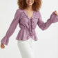 Women's June & Hudson Long-Sleeve Tie-Front Ruffle Blouse