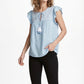 Women's June & Hudson Ruffle Sleeve Embroidered Top