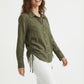 Women's June & Hudson Relaxed Side-Tie Long Sleeve Shirt