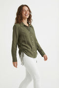 Women's June & Hudson Relaxed Side-Tie Long Sleeve Shirt