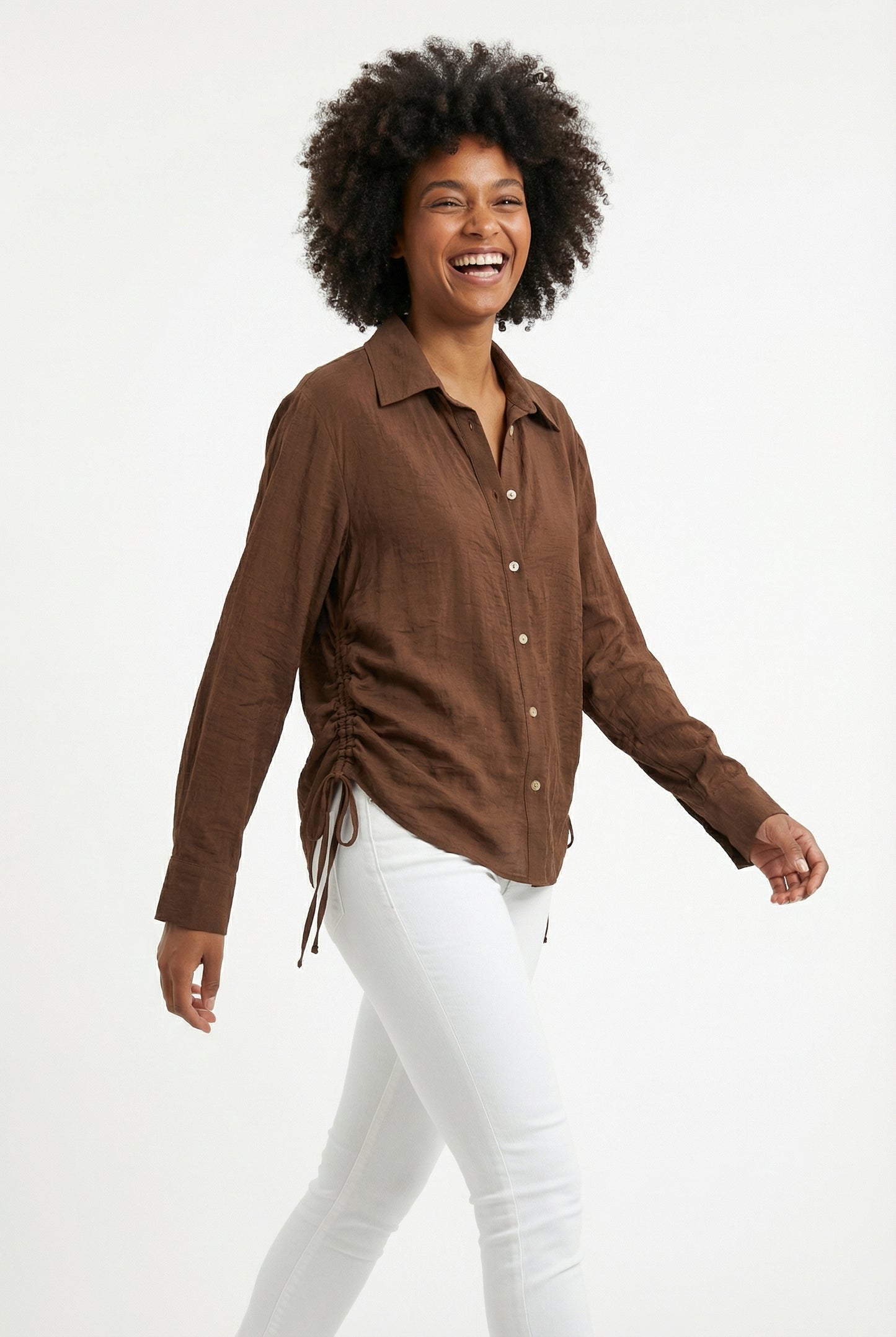 Women's June & Hudson Relaxed Side-Tie Long Sleeve Shirt