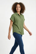 Women's Love & Piece Short-Sleeve Button-Up Shirt with Pocket