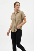 Women's Love & Piece Short-Sleeve Button-Up Shirt with Pocket
