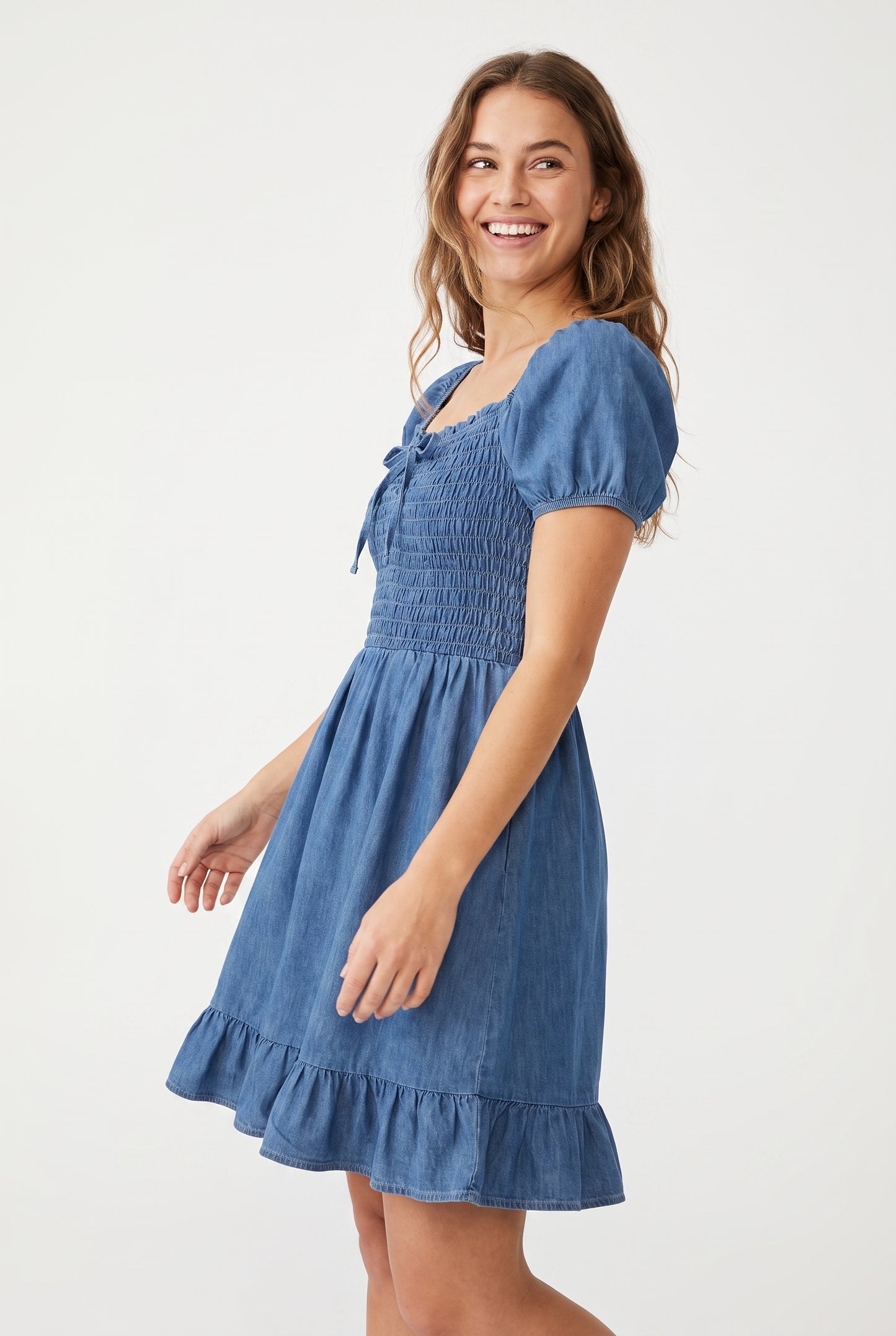 Women's As U Wish Smocked Ruffle Hem Dress