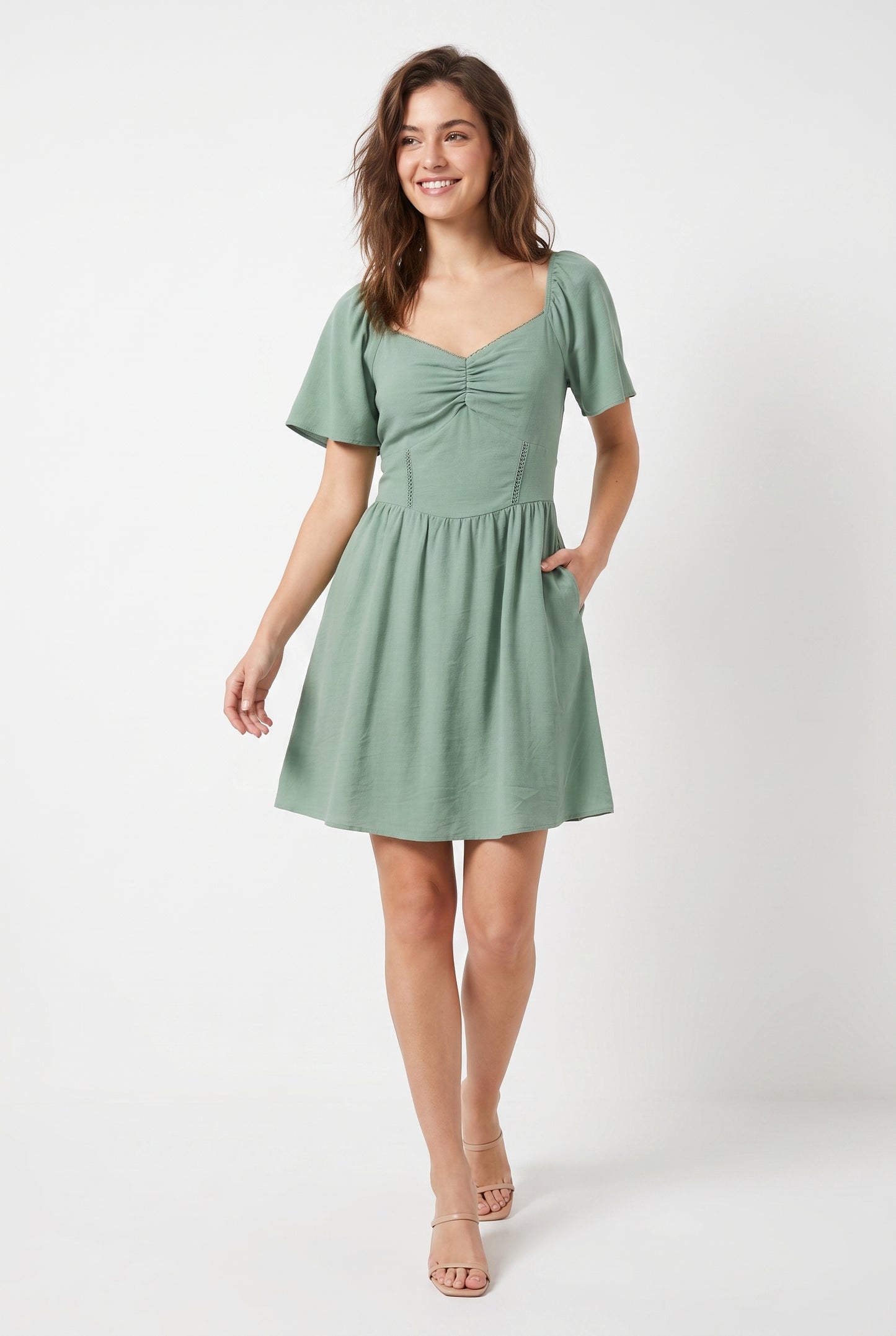 Women's As U Wish Flutter Sleeve Sweetheart Dress