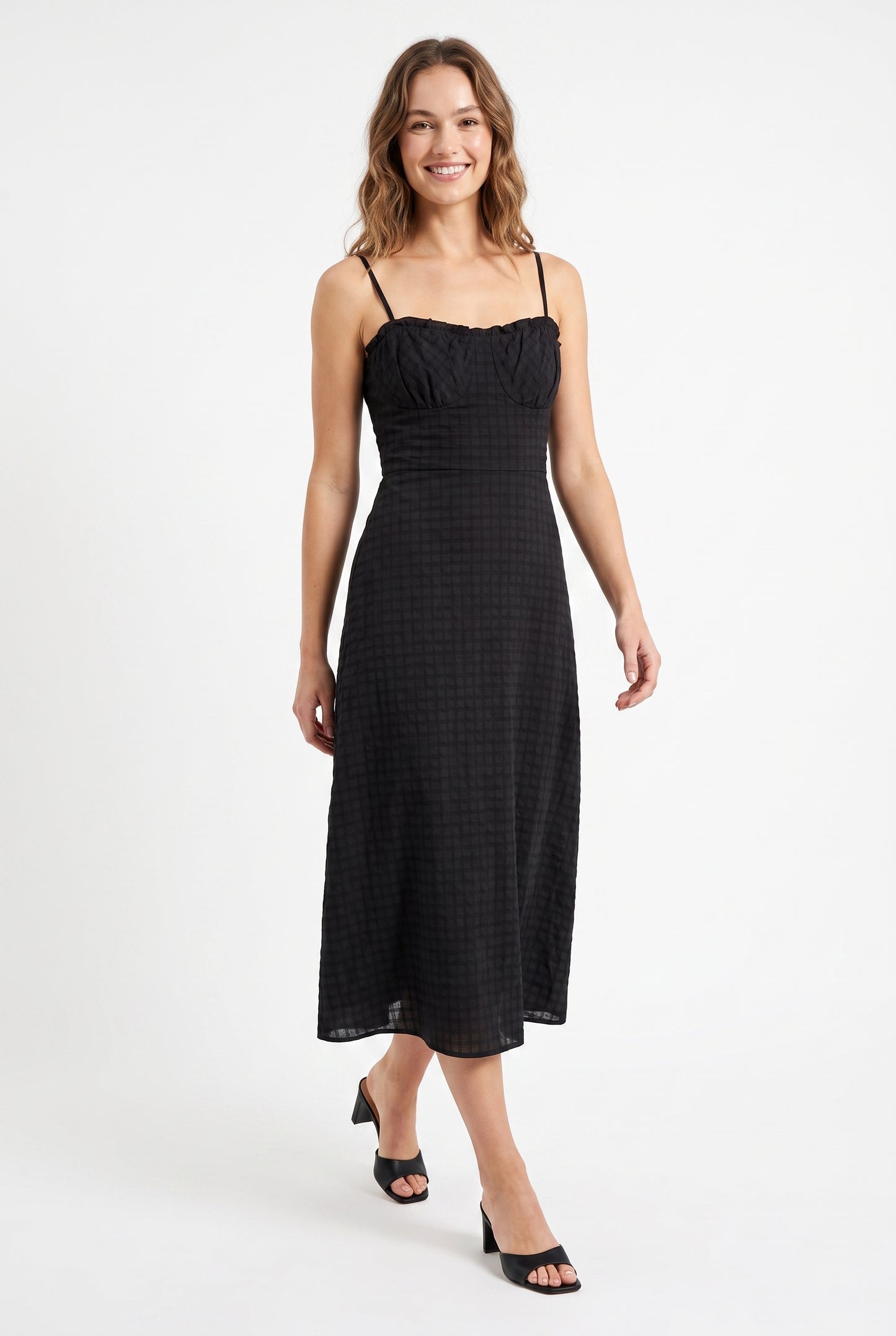 Women's As U Wish Sleeveless Midi Dress with Ruffle Trim