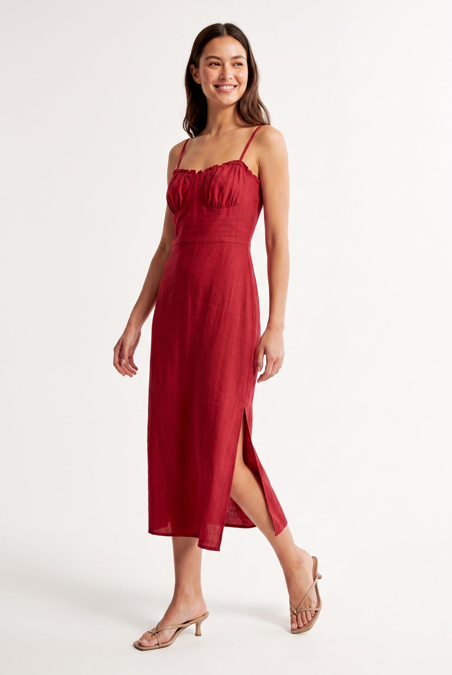 Women's As U Wish Sleeveless Midi Dress with Ruffle Trim