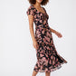 Women's As U Wish Floral Puff Sleeve Midi Dress with Tie Front