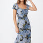 Women's As U Wish Floral Puff Sleeve Midi Dress with Tie Front