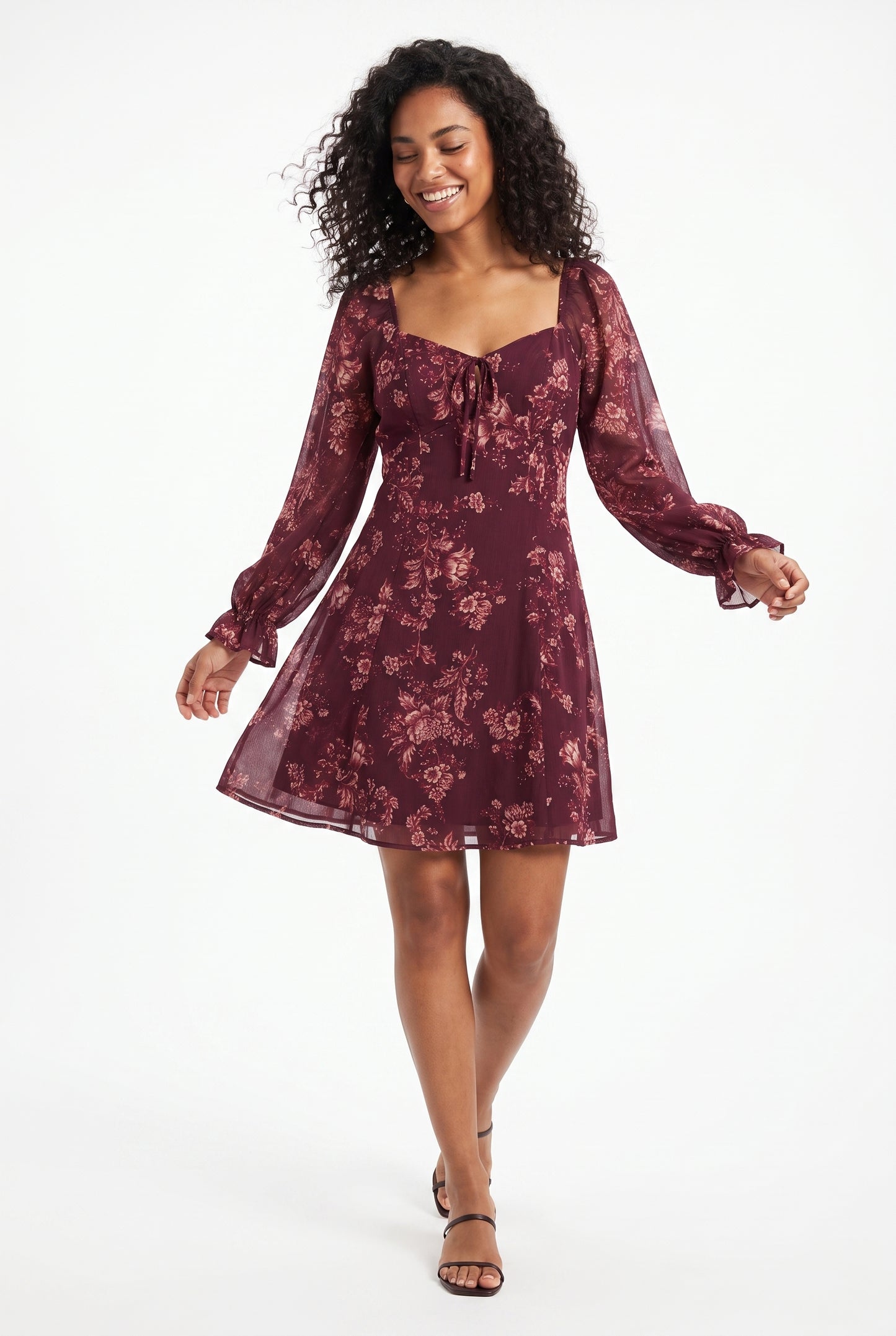 Women's As U Wish Long-Sleeve Floral Mini Dress