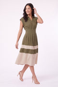 Women's Figueroa & Flower Button-Front Midi Dress with Pleated Waist