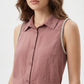 Women's Love & Piece Sleeveless Button-Down Top with Bead Trim
