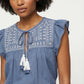 Women's June & Hudson Ruffle Sleeve Embroidered Top