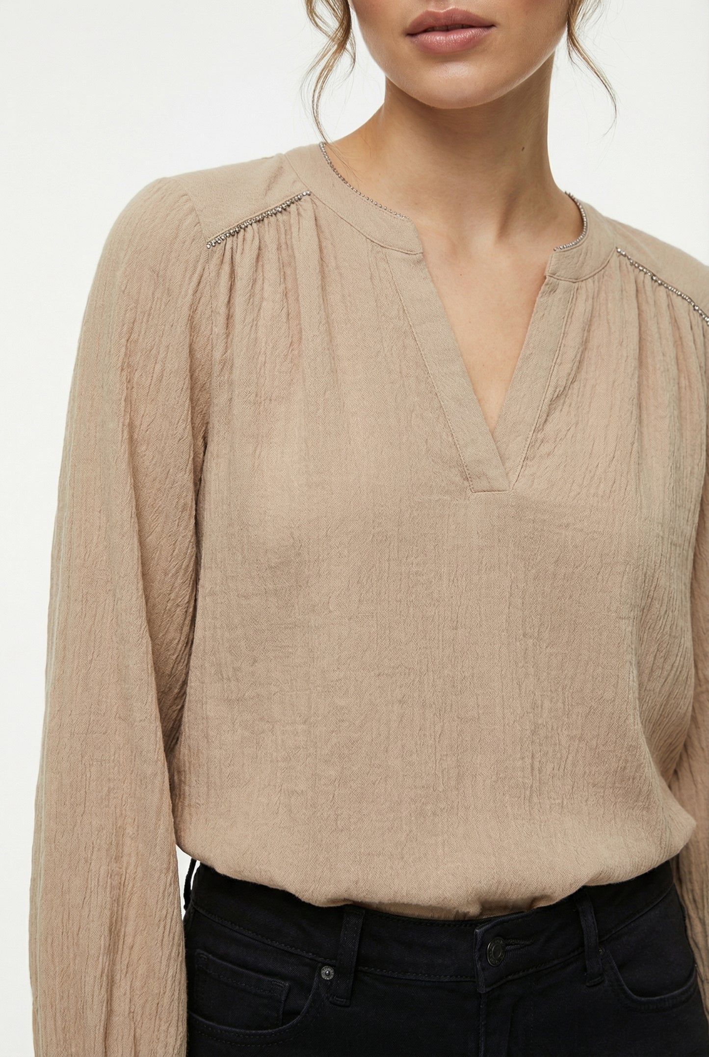 Women's Lily Star Effortless Sparkle Split Neck Blouse