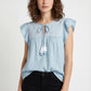 Women's June & Hudson Ruffle Sleeve Embroidered Top