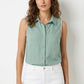 Women's Love & Piece Sleeveless Button-Down Top with Bead Trim