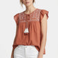 Women's June & Hudson Ruffle Sleeve Embroidered Top