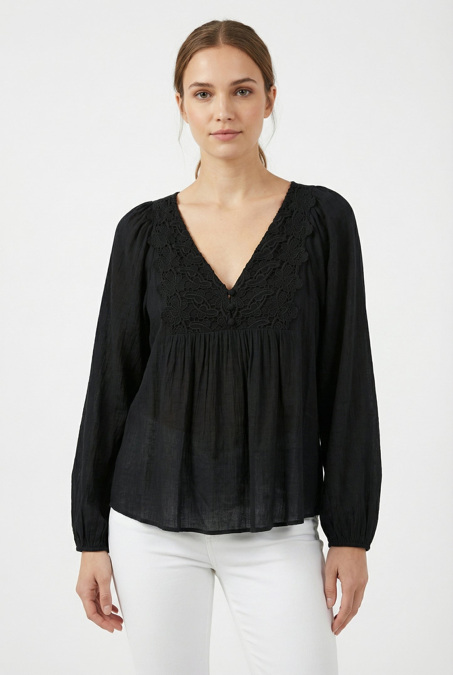 Women's Lily Star Breezy Embroidered V-Neck Top