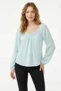 Women's Lily Star Pleated V-Neck Blouse