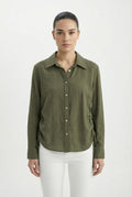 Women's June & Hudson Relaxed Side-Tie Long Sleeve Shirt