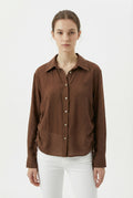 Women's June & Hudson Relaxed Side-Tie Long Sleeve Shirt