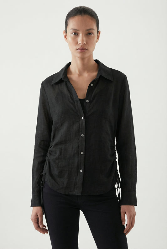 Women's June & Hudson Relaxed Side-Tie Long Sleeve Shirt