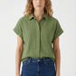 Women's Love & Piece Short-Sleeve Button-Up Shirt with Pocket