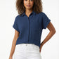 Women's Love & Piece Short-Sleeve Button-Up Shirt with Pocket