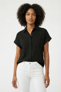 Women's Love & Piece Short-Sleeve Button-Up Shirt with Pocket