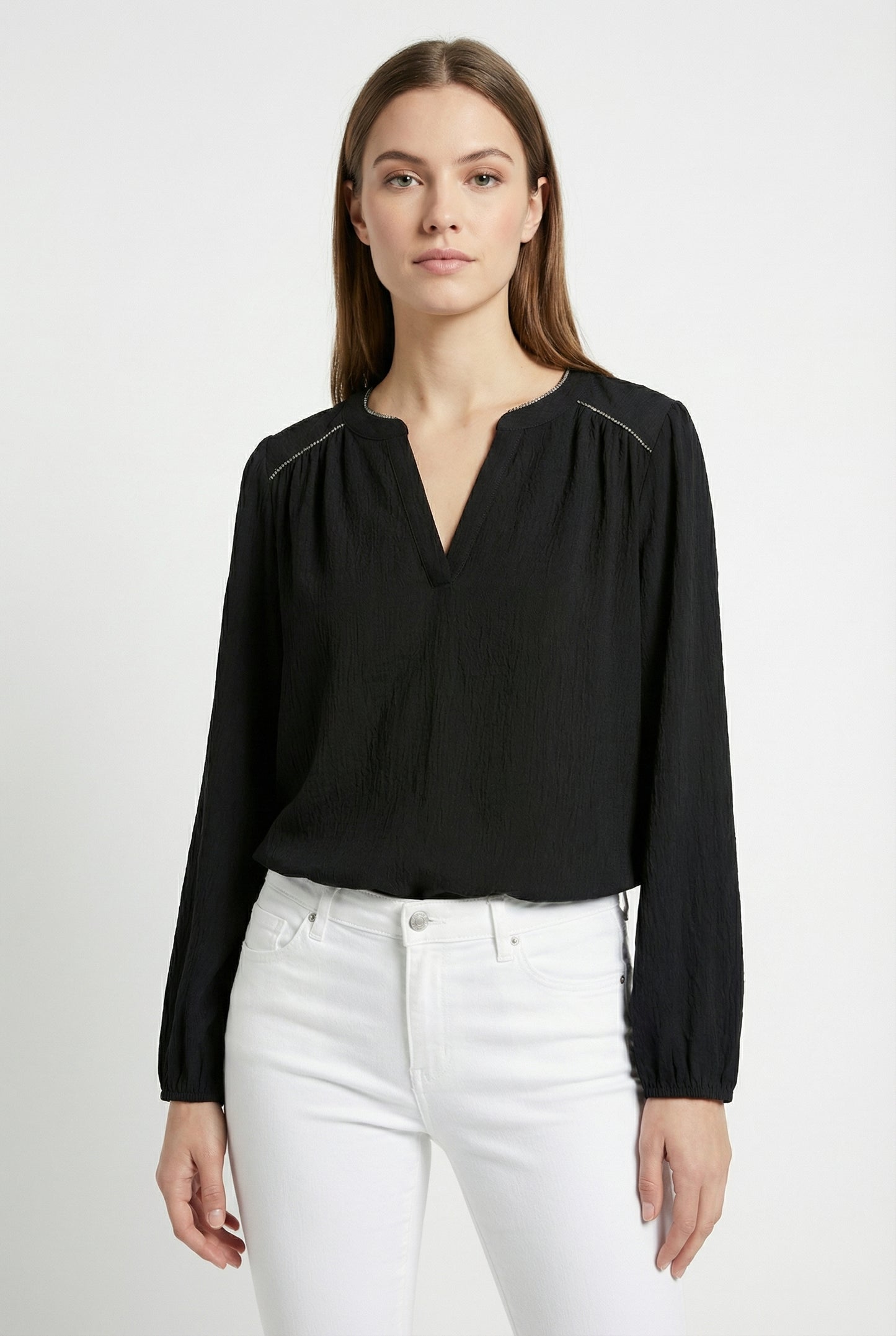 Women's Lily Star Effortless Sparkle Split Neck Blouse