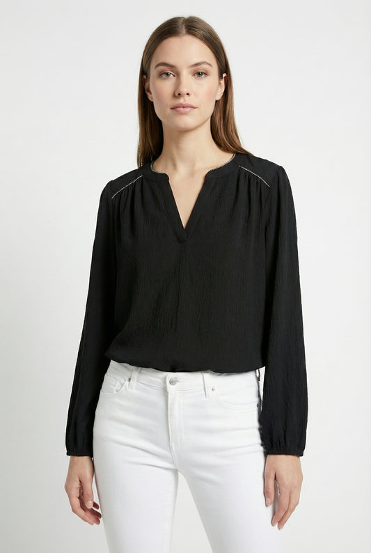 Women's Lily Star Effortless Sparkle Split Neck Blouse