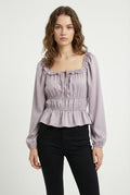 Women's Love & Piece Romantic Ruffle Blouse with Tie Neck
