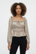 Women's Love & Piece Romantic Ruffle Blouse with Tie Neck