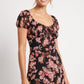 Women's As U Wish Floral Puff Sleeve Midi Dress with Tie Front